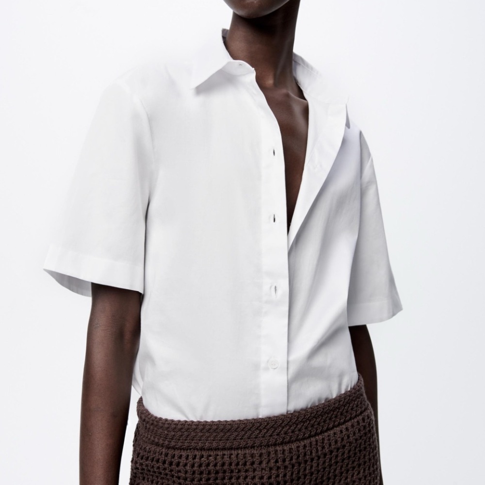 Zara Crisp White Button-Up Shirt